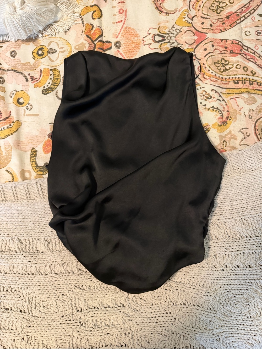 Zara Satin Black Women's Backless Top